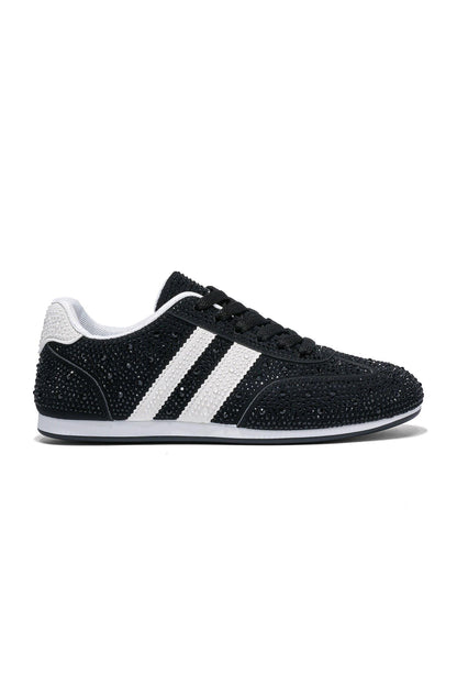 Crystal Dewdrop Lace-Up Trainers Black