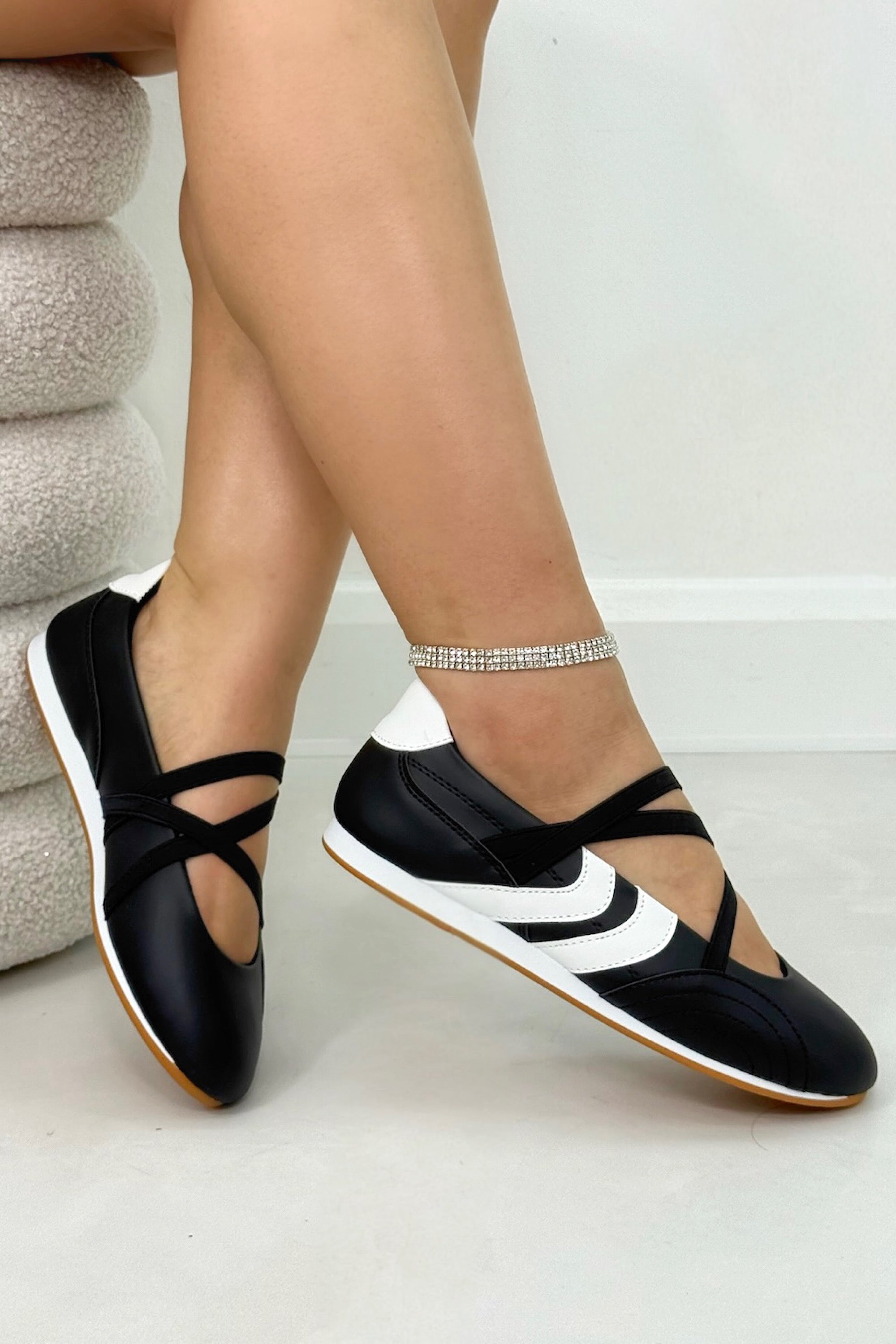 Comfort Mary Jane Asymmetric Strap Trainers Black