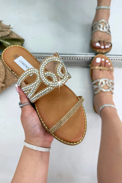Crystal Amalfi Knot Sliders Gold