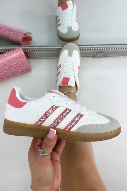 Crystal Stripe Simba Trainers Limited Edition White and Pink finished with limited edition design for a unique, standout finish