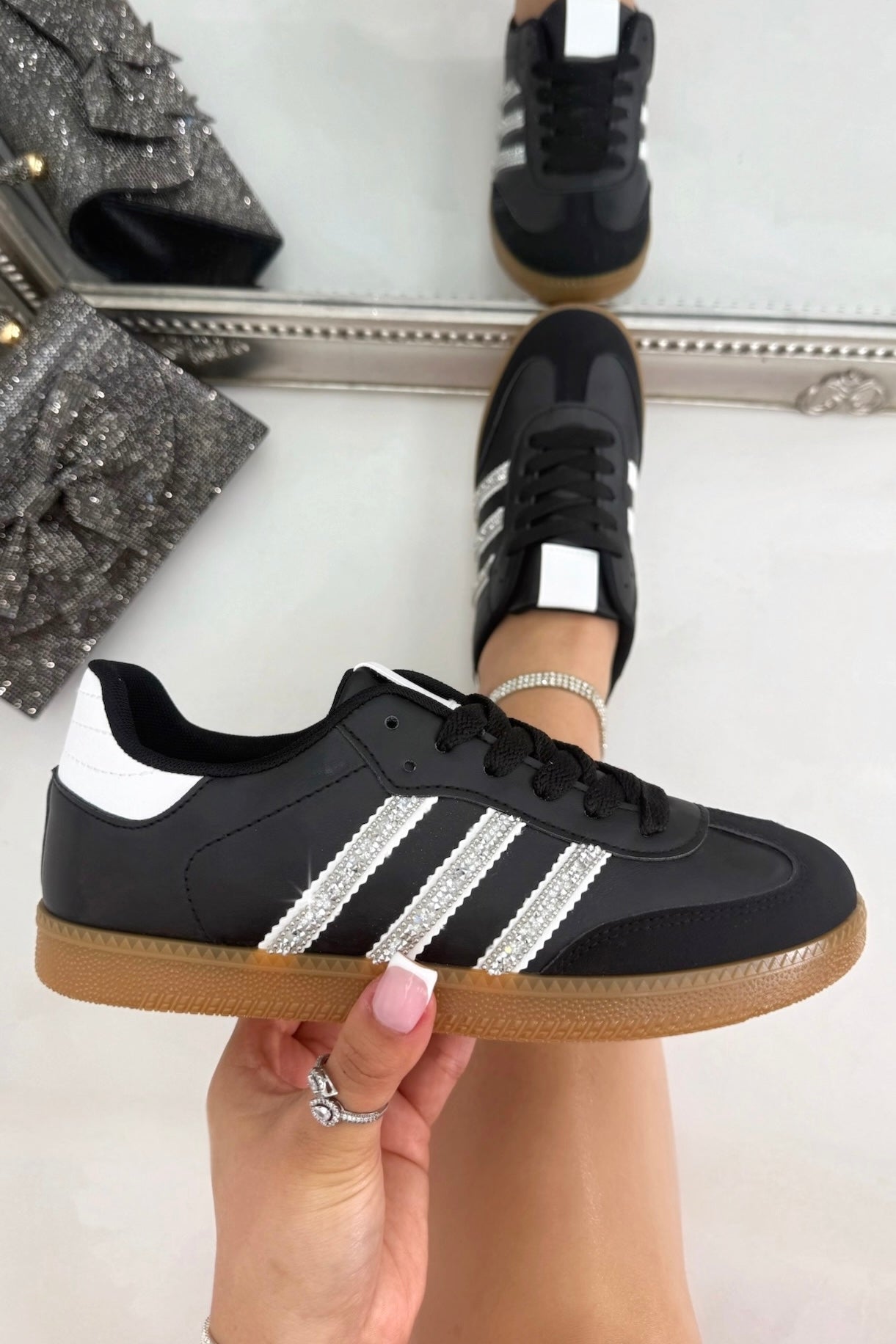 Crystal Stripe Simba Trainers Limited Edition Black featuring limited edition design for a unique, standout finish
