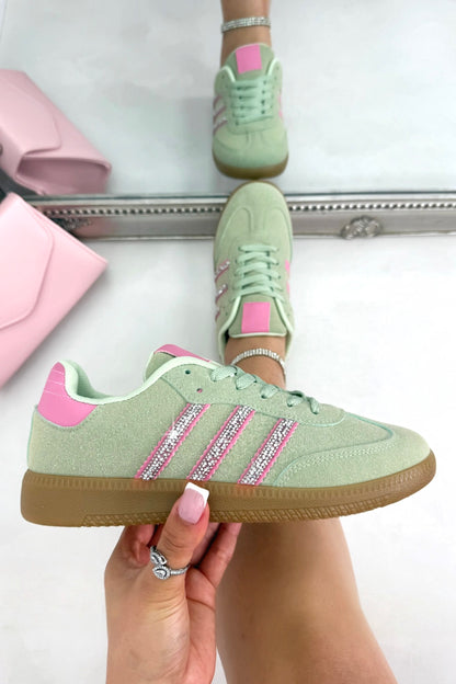 Crystal Stripe Simba Trainers Limited Edition Green featuring limited edition design for a unique, standout finish