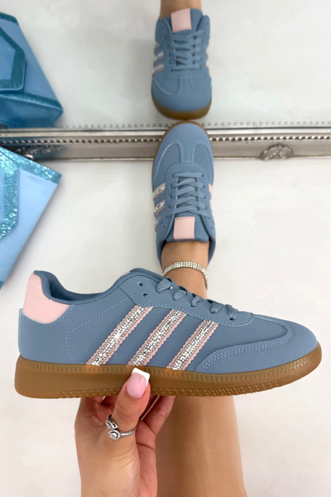 Crystal Stripe Simba Trainers Limited Edition Blue featuring limited edition design for a unique, standout finish