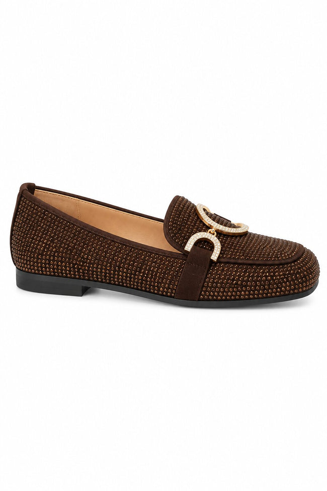 Crystal Imperial Suede Loafers Brown