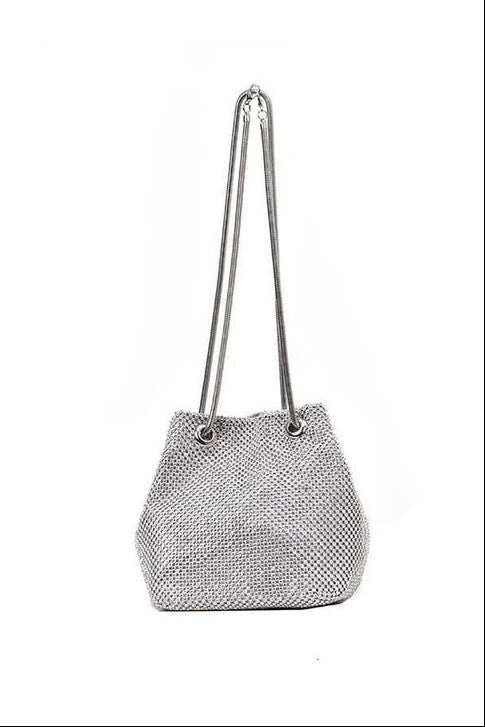 Crystal Mini Slouch Bag Silver