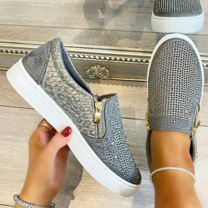 Crystal Suede Zip Pumps Grey Trainers