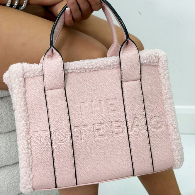 Winter Crush Medium Sherpa Handbag Pink, bringing attention to medium Tote (perfect for daily essentials)
