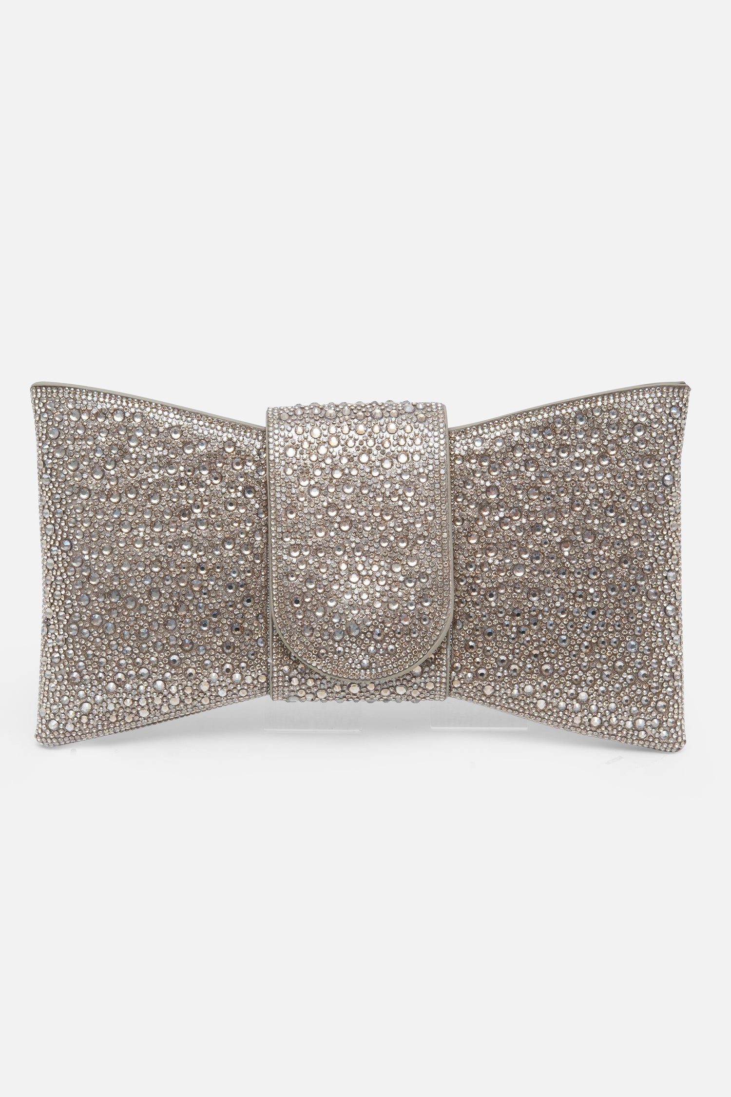 Crystal Luxe Bow Clutch Bag Gold, capturing magnetic flap fastening
