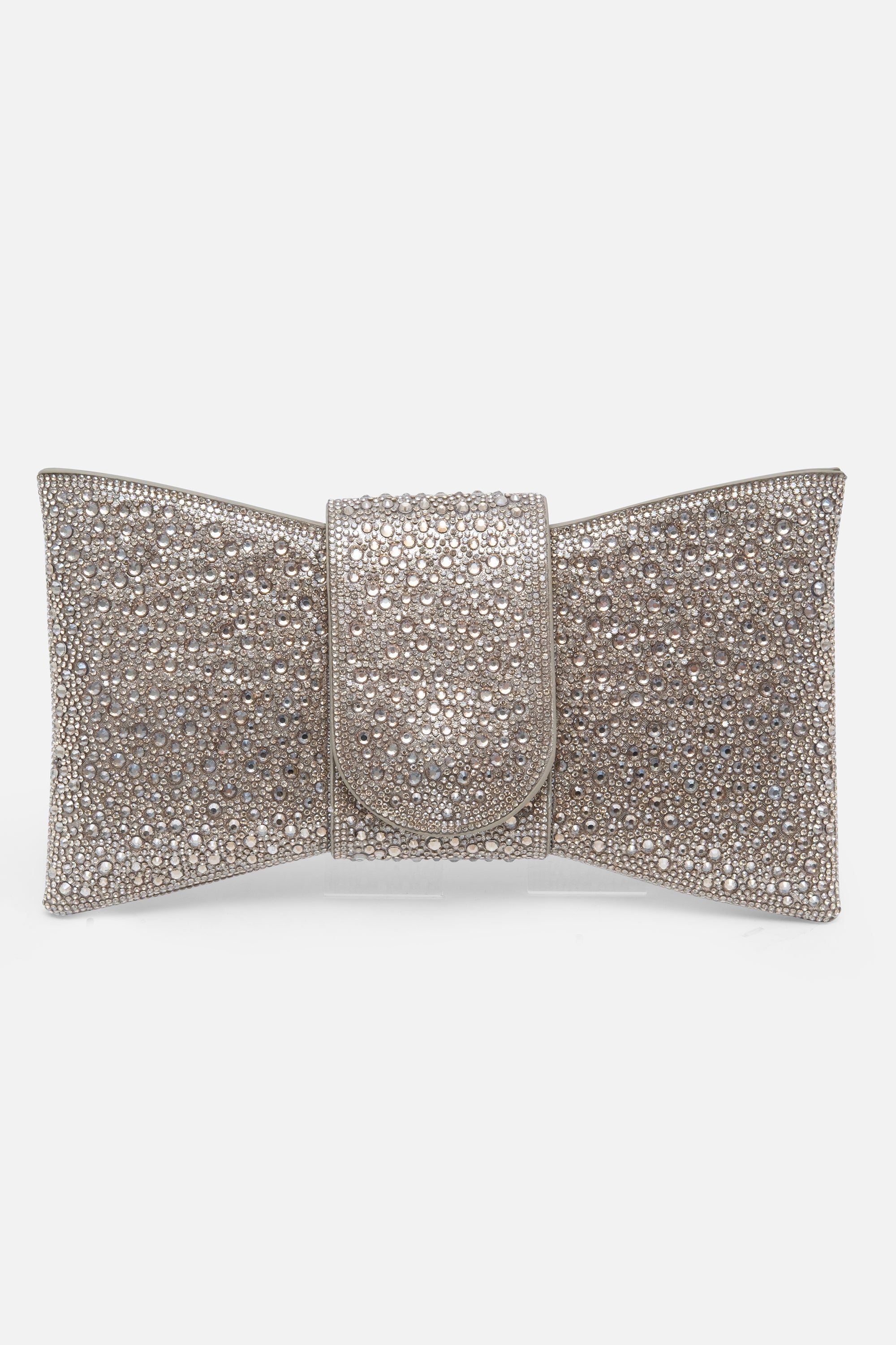 Crystal Luxe Bow Clutch Bag Gold, capturing magnetic flap fastening