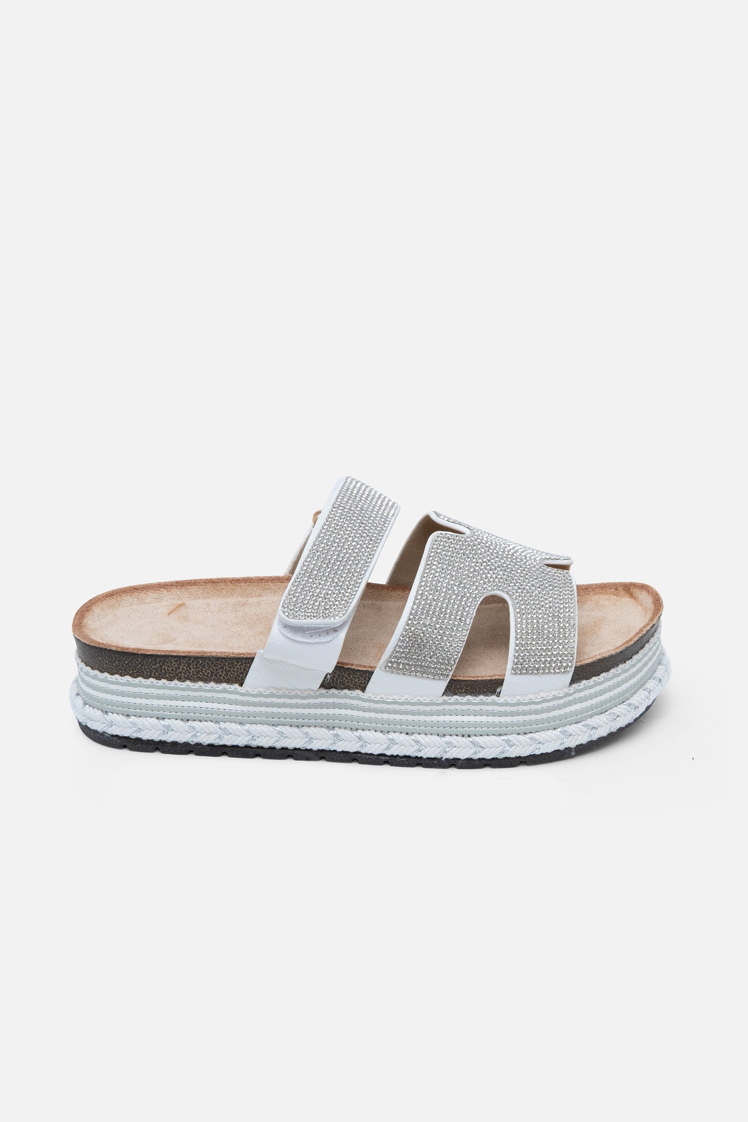 Crystal Luxe Double Strap Sliders Silver, drawing attention to detail Trim