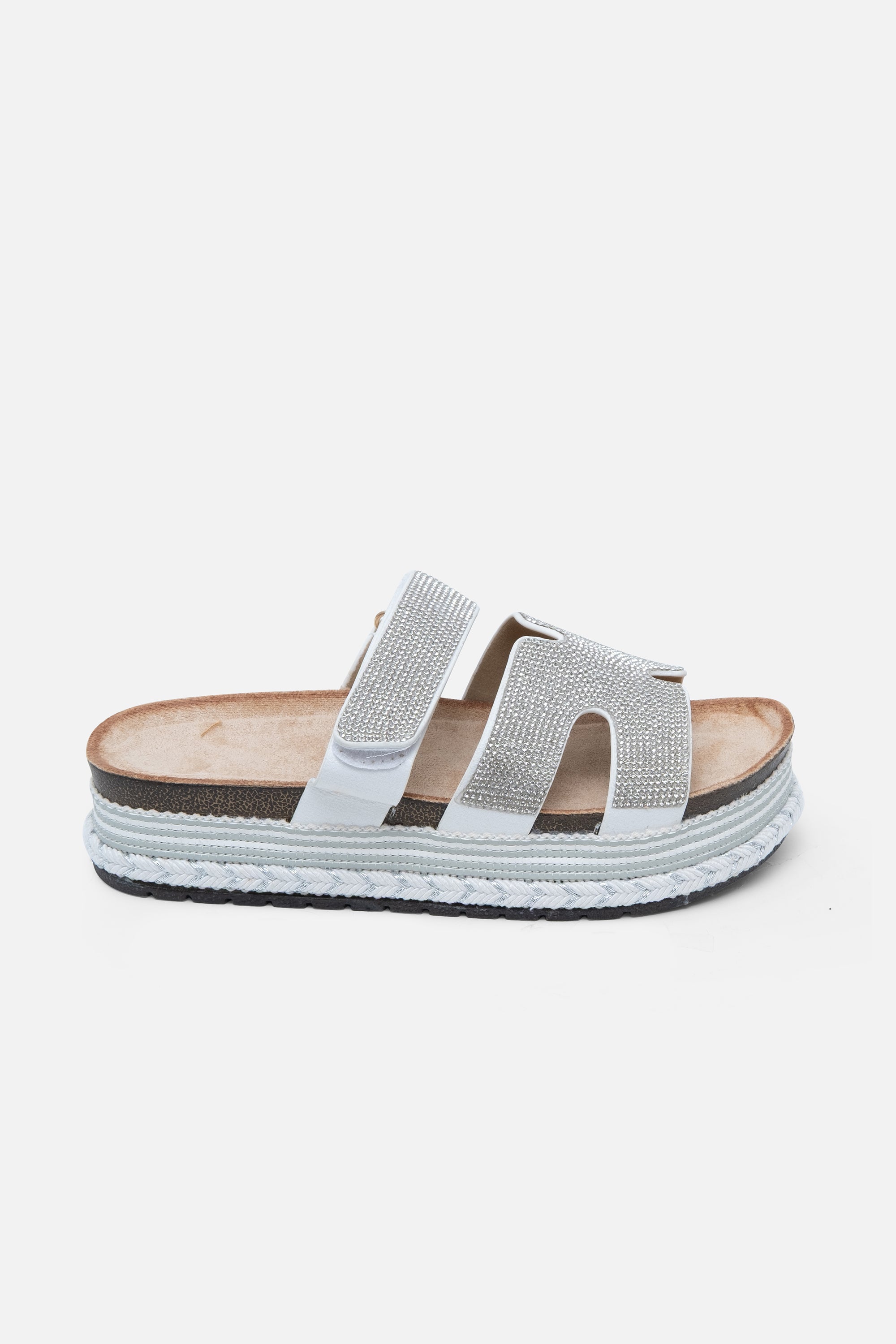 Crystal Luxe Double Strap Sliders Silver, drawing attention to detail Trim