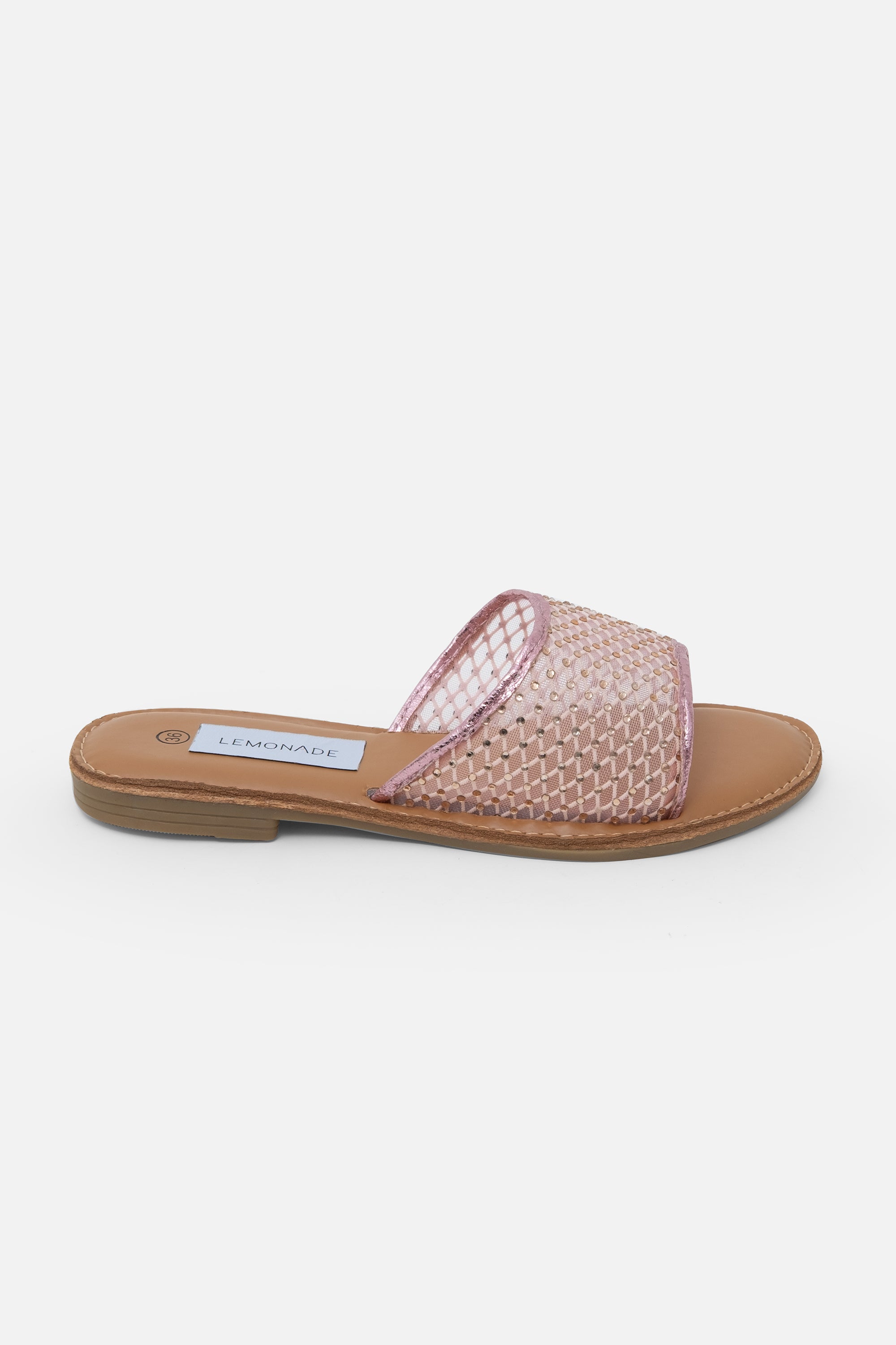 Crystal Gem Mesh Sliders Pink, shown from another angle