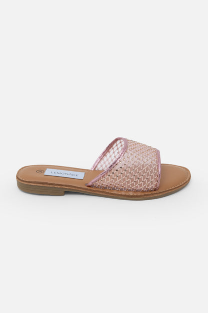 Crystal Gem Mesh Sliders Pink, shown from another angle