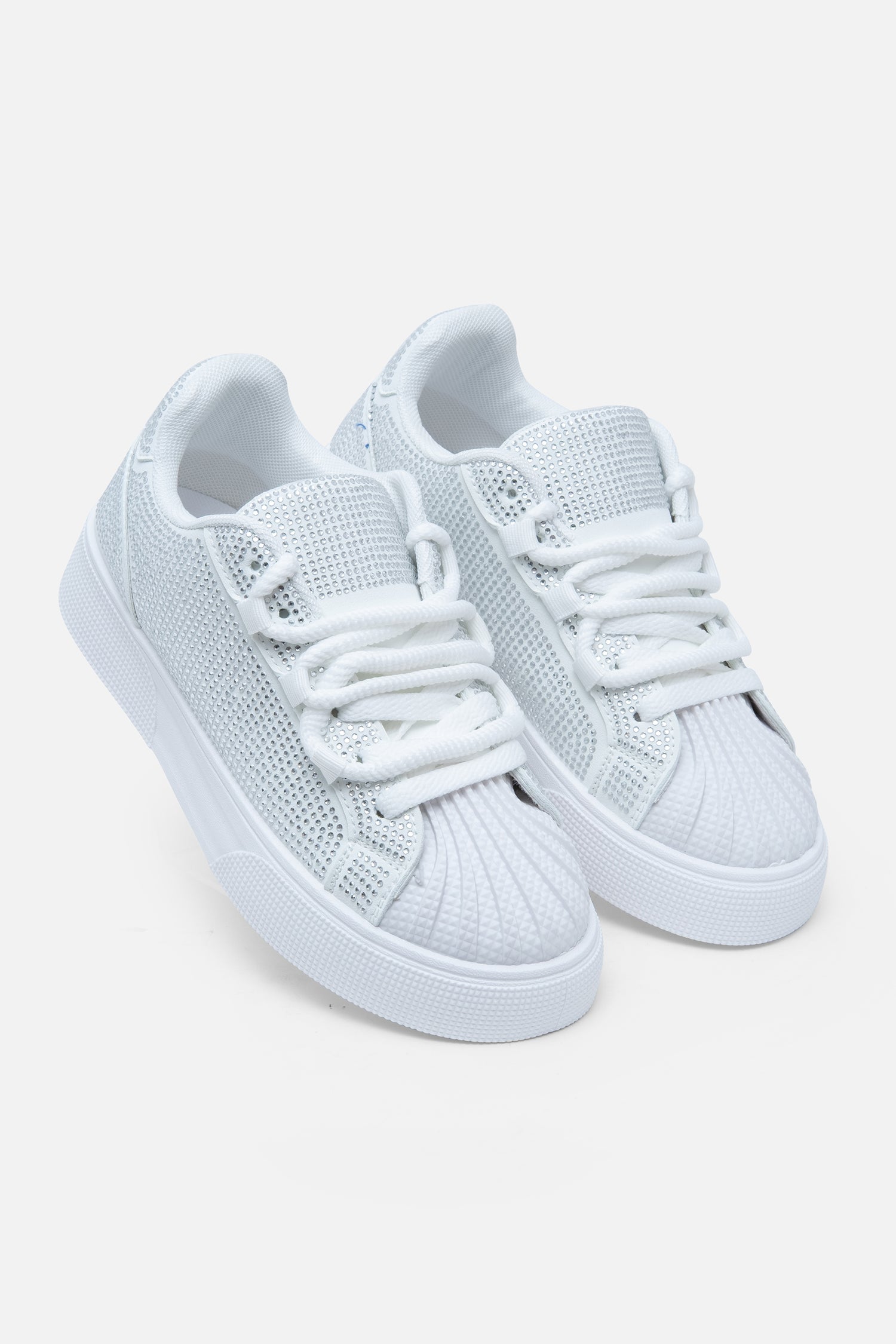 Sparkly Crystal Eternal Trainers White, featuring double Lace Detail