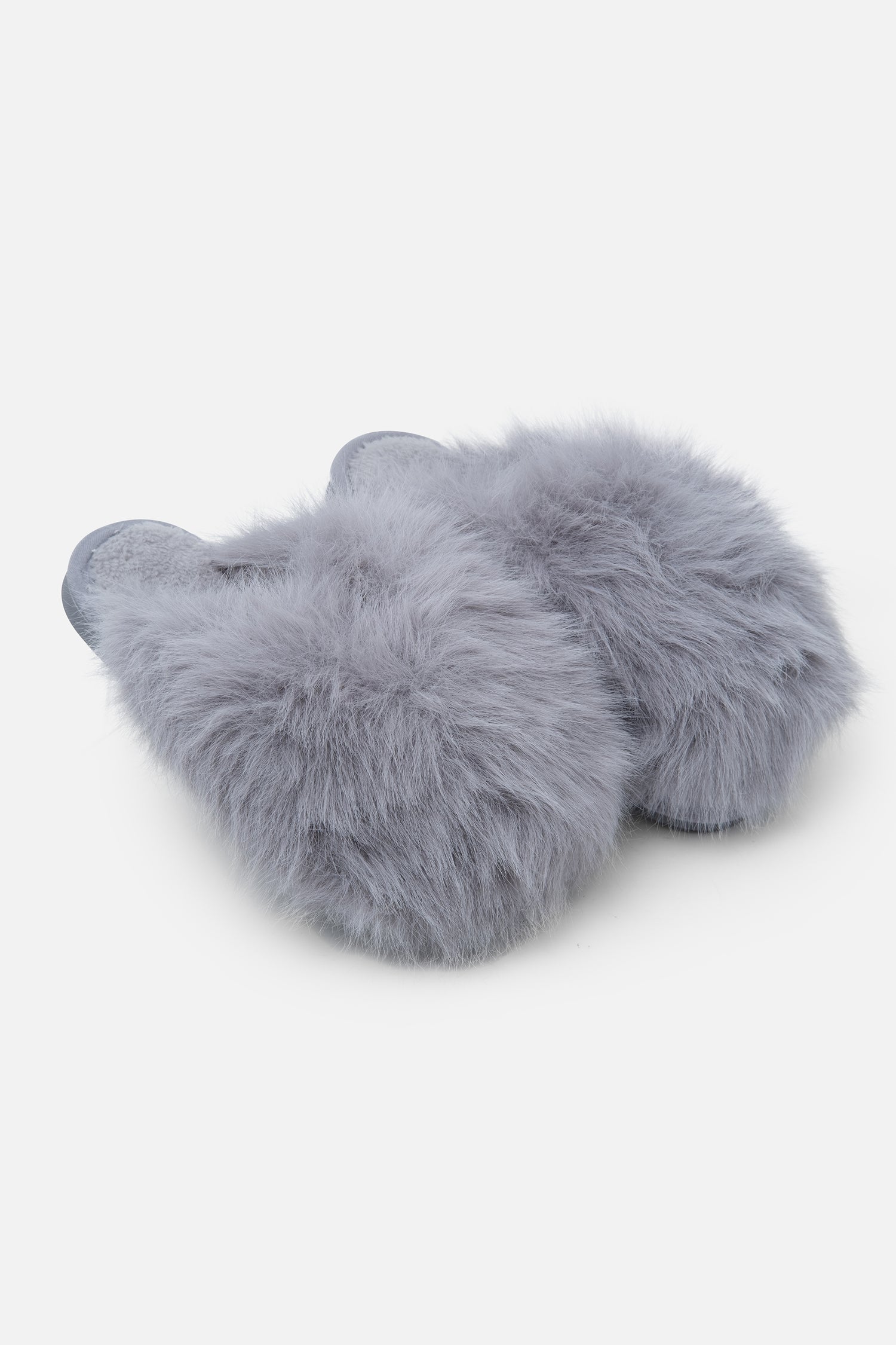 Ultimate Cosy Fluffy Slippers Grey, featuring faux Fur