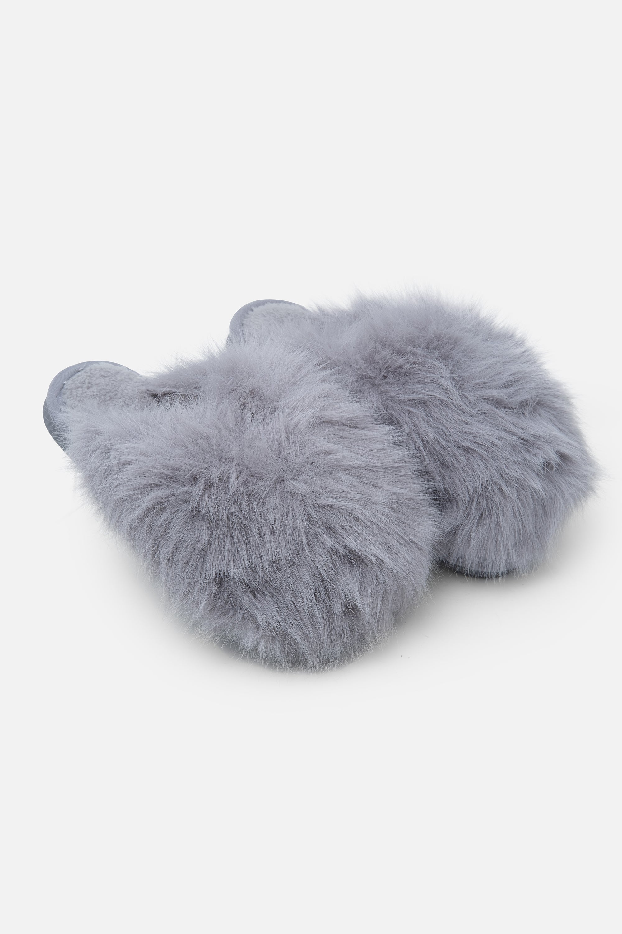 Ultimate Cosy Fluffy Slippers Grey, featuring faux Fur