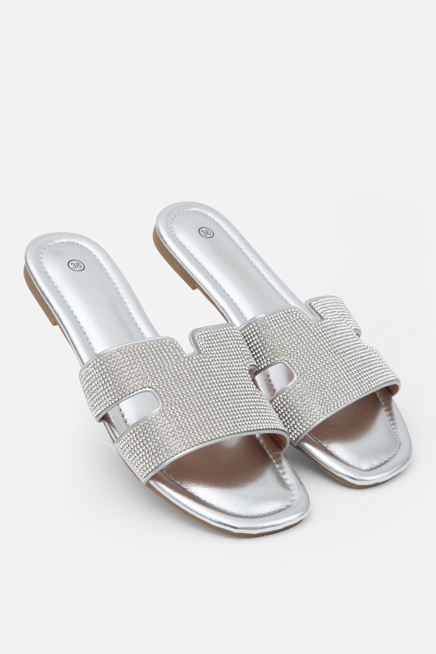 Crystal Lush Halo Sliders Silver, featuring crystal embellished