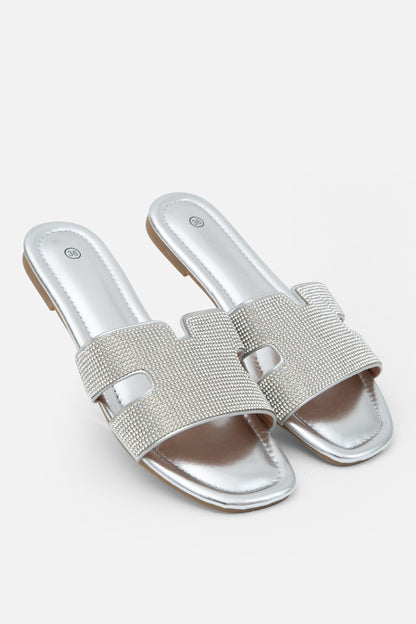 Crystal Lush Halo Sliders Silver, featuring crystal embellished