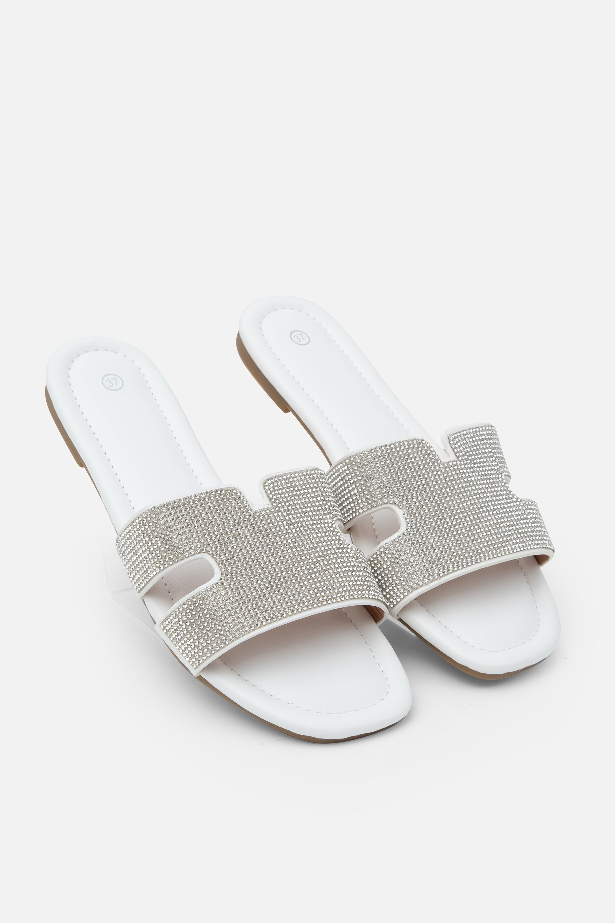 Crystal Lush Halo Sliders White, featuring crystal embellished