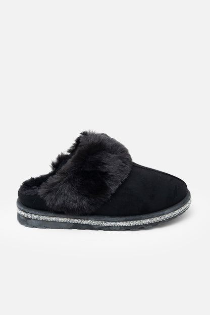 Sparkly Deluxe Snugg Slippers Black, capturing wipe Clean